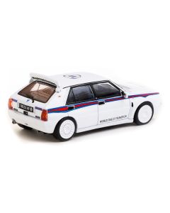 Lancia Delta HF Integrale White with Red and Blue Stripes "Martini 6 - World Rally Champion" "Road64" Series 1/64 Diecast Model Car by Tarmac Works