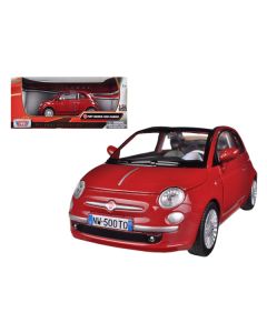 Fiat 500 Nuova Cabrio Red 1/24 Diecast Model Car by Motormax