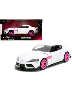 2020 Toyota Supra White Metallic with Pink Wheels "Pink Slips" Series 1/32 Diecast Model Car by Jada