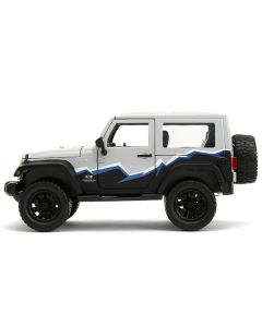 2007 Jeep Wrangler Gray and Black with Blue and White Stripes with Extra Wheels "Just Trucks" Series 1/24 Diecast Model Car by Jada