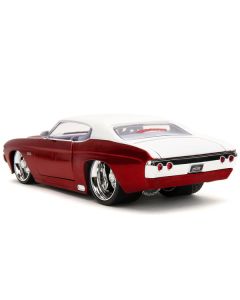 1971 Chevrolet Chevelle SS Candy Red with White Top White Stripes and White Interior "Bigtime Muscle" Series 1/24 Diecast Model Car by Jada