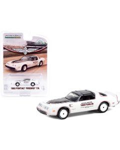 1980 Pontiac Firebird Trans Am T/A White with Black Top Official Pace Car "64th Annual Indianapolis 500 Mile Race" "Hobby Exclusive" 1/64 Diecast Model Car by Greenlight