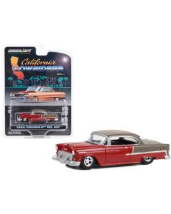 1955 Chevrolet Bel Air Lowrider Ruby Red and Matt Bronze "California Lowriders" Series 3 1/64 Diecast Model Car by Greenlight