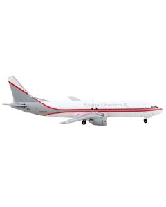 Boeing 737-400F Commercial Aircraft "Kalitta Charters II" White and Gray with Red Stripes 1/400 Diecast Model Airplane by GeminiJets