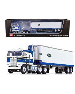 Kenworth K100 COE Flat Top with Vintage Air Foil and 40' Vintage Refrigerated Trailer Blue and White 