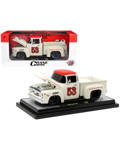 1956 Ford F-100 Pickup Truck Wimbledon White with Red Top "Crane Cams" Limited Edition to 6150 pieces Worldwide 1/24 Diecast Model Car by M2 Machines