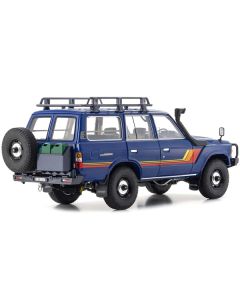 Toyota Land Cruiser 60 RHD (Right Hand Drive) Blue with Stripes and Roof Rack with Accessories 1/18 Diecast Model Car by Kyosho