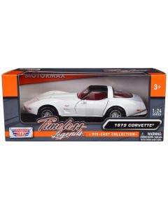 1979 Chevrolet Corvette C3 White with Black Top and Red Interior "Timeless Legends" Series 1/24 Diecast Car Model by Motormax