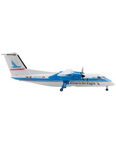 Bombardier Dash 8-100 Commercial Aircraft "American Airlines - American Eagle - Piedmont Airlines" White with Blue Stripes 1/400 Diecast Model Airplane by GeminiJets