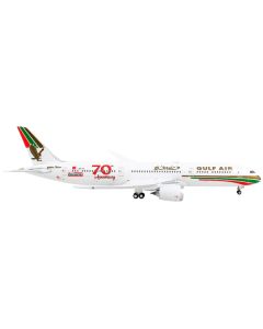 Boeing 787-9 Commercial Aircraft "Gulf Air - 70th Anniversary" White with Graphics 1/400 Diecast Model Airplane by GeminiJets