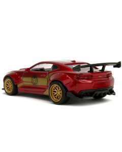 2016 Chevrolet Camaro Red Metallic and Gold and Iron Man Diecast Figure "The Avengers" "Hollywood Rides" Series 1/32 Diecast Model Car by Jada