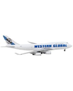 Boeing 747-400F Commercial Aircraft "Western Global" White with Blue Tail Stripes 1/400 Diecast Model Airplane by GeminiJets