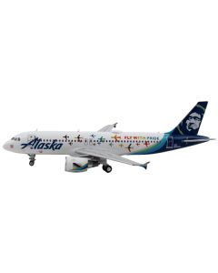 Airbus A320 Commercial Aircraft "Alaska Airlines - Fly with Pride" White with Blue Tail 1/400 Diecast Model Airplane by GeminiJets