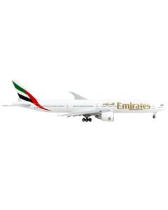 Boeing 777-300ER Commercial Aircraft with Flaps Down "Emirates Airlines" White with Striped Tail 1/400 Diecast Model Airplane by GeminiJets