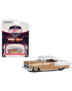 1955 Chevrolet Bel Air Custom Coupe Rose Gold Metallic and Silver Metallic with Gold Interior (Lot #1275.1) Barrett Jackson "Scottsdale Edition" Series 12 1/64 Diecast Model Car by Greenlight