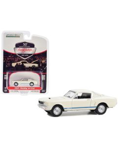 1965 Shelby GT350 White with Blue Stripes (Lot #1381) Barrett Jackson "Scottsdale Edition" Series 12 1/64 Diecast Model Car by Greenlight