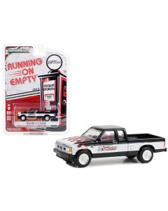 1990 GMC S-15 Sierra Pickup Truck Black and White with Flames "Flowtech Exhaust" "Running on Empty" Series 16 1/64 Diecast Model Car by Greenlight