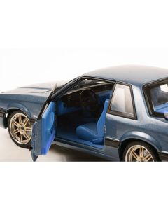 1989 Ford Mustang 5.0 LX Shadow Blue Metallic with Custom 7-Spoke Wheels and Blue Interior "Detroit Speed Inc." Limited Edition to 996 pieces Worldwide 1/18 Diecast Model Car by GMP