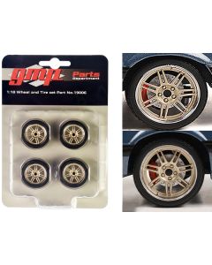 7-Spoke Custom Wheel & Tire Set of 4 pieces from "1989 Ford Mustang 5.0 LX" 1/18 by GMP