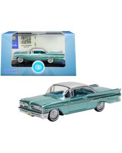 1959 Pontiac Bonneville Coupe Seaspray Green with Silver Top 1/87 (HO) Scale Diecast Model Car by Oxford Diecast