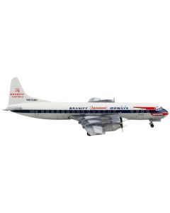 Lockheed L-188 Electra Commercial Aircraft "Braniff International Airways" White with Blue Stripes 1/400 Diecast Model Airplane by GeminiJets