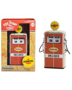 1954 Tokheim 350 Twin Gas Pump "Pennzoil Unleaded" Orange and Beige (Weathered) "Vintage Gas Pumps" Series 14 1/18 Diecast Replica by Greenlight