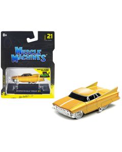 Gene Winfield’s 1961 Cadillac Maybelline Yellow Metallic with White Stripes 1/64 Diecast Model Car by Muscle Machines