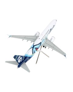 Boeing 737 MAX 9 Commercial Aircraft "Alaska Airlines - Seattle Kraken" White with Blue Tail "Gemini 200" Series 1/200 Diecast Model Airplane by GeminiJets