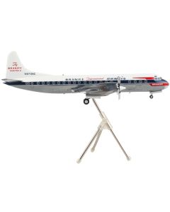 Lockheed L-188 Electra Commercial Aircraft "Braniff International Airways" White with Blue Stripes "Gemini 200" Series 1/200 Diecast Model Airplane by GeminiJets