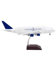 Boeing 747LCF Commercial Aircraft with Flaps Down "Dreamlifter" White with Blue Tail "Gemini 200" Series 1/200 Diecast Model Airplane by GeminiJets