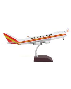 Boeing 747-400F Commercial Aircraft "Kalitta Air" White with Stripes "Gemini 200 - Interactive" Series 1/200 Diecast Model Airplane by GeminiJets