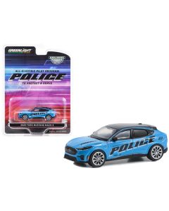 2022 Ford Mustang Mach-E Police Blue with Black Top "All-Electric Pilot Program Vehicle" "Hobby Exclusive" Series 1/64 Diecast Model Car by Greenlight