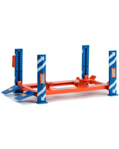 Adjustable Four Post Lift "NOS Nitrous Oxide Systems" Blue and Orange for 1/18 Scale Model Cars by Greenlight