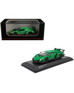 Lamborghini Veneno Green with Red Line 1/64 Diecast Model Car by Kyosho