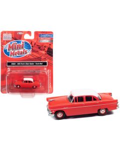 1955 Ford 4-Door Sedan Torch Red with White Top 1/87 (HO) Scale Model Car by Classic Metal Works