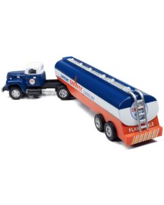 1954 IH R-190 Tractor Blue and White with Tanker Trailer "Chevron Supreme Gasoline" 1/87 (HO) Scale Model Truck by Classic Metal Works