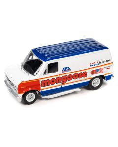 1965 Volkswagen Type 2 Transporter Van White w/ Red Top "Schwinn" & 1976 Ford Econoline Van White with Red & Blue Graphics "Mongoose USA Factory Team" "BMX Freestyle" Set of 2 Cars "2-Packs" 2023 Release 2 1/64 Diecast Model Cars by Johnny Lightning