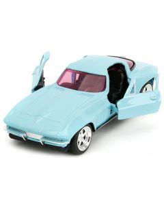 1966 Chevrolet Corvette Light Blue with Pink Tinted Windows "Pink Slips" Series 1/32 Diecast Model Car by Jada