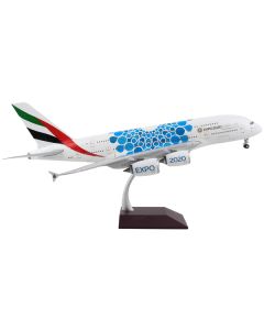 Airbus A380-800 Commercial Aircraft "Emirates Airlines - Dubai Expo 2020" White with Blue Graphics "Gemini 200" Series 1/200 Diecast Model Airplane by GeminiJets