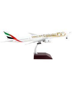 Boeing 777-300ER Commercial Aircraft "Emirates Airlines - 50th Anniversary of UAE" White with Striped Tail "Gemini 200" Series 1/200 Diecast Model Airplane by GeminiJets