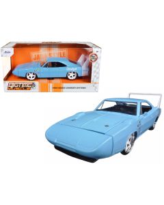 1969 Dodge Charger Daytona Light Blue with White "Bigtime Muscle" Series 1/24 Diecast Model Car by Jada