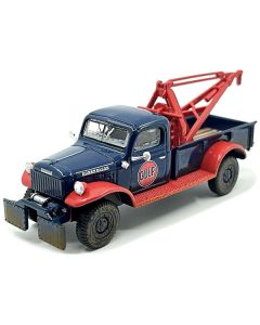 1950 Dodge Power Wagon Tow Truck Dark Blue (Weathered) "Gulf Oil" with Mechanic Figure Limited Edition to 3600 pieces Worldwide 1/64 Diecast Model Car by Greenlight