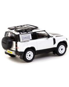 Land Rover Defender 90 White Metallic with Roof Rack "Lamley Special Edition" "Global64" Series 1/64 Diecast Model by Tarmac Works