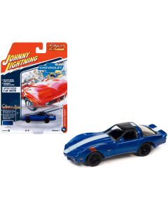 1979 Chevrolet Corvette Grand Sport Blue Metallic with White Stripes and Black Top "Classic Gold Collection" 2023 Release 1 Limited Edition to 4476 pieces Worldwide 1/64 Diecast Model Car by Johnny Lightning