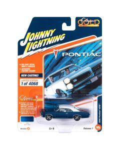 1966 Pontiac GTO Barrier Blue Metallic with White Top and White Interior "Classic Gold Collection" 2023 Release 1 Limited Edition to 4068 pieces Worldwide 1/64 Diecast Model Car by Johnny Lightning