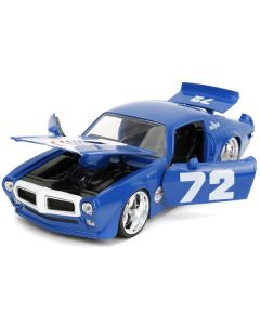 1972 Pontiac Firebird #72 Blue with White Stripe "Chevron" "Bigtime Muscle" Series 1/24 Diecast Model Car by Jada