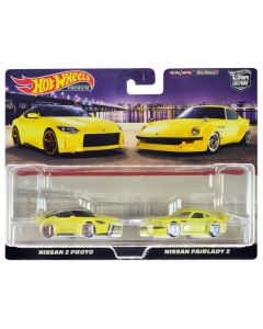 Nissan Z Proto Yellow with Black Top and Nissan Fairlady Z Yellow "Car Culture" Set of 2 Cars Diecast Model Cars by Hot Wheels