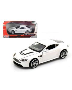 Aston Martin V12 Vantage Pearl White 1/24 Diecast Car Model by Motormax