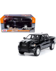 2019 RAM 1500 Laramie Crew Cab Pickup Truck Black with Silver Stripes 1/24 Diecast Model Car by Motormax