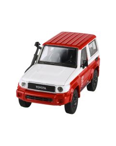 2014 Toyota Land Cruiser 71 SWB (Short Wheel Base) Red and White "2023 Auto Salon" 1/64 Diecast Model Car by Paragon Models